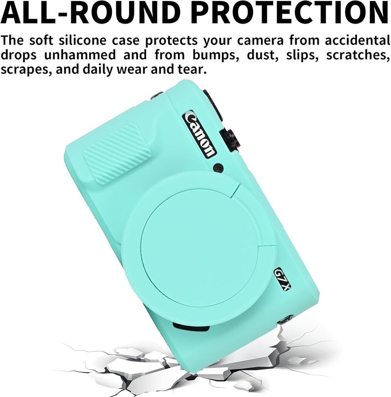 Easy Hood حافظة G7X Mark II، حافظة واقية لكاميرا كانون باور شوت G7X Mark II الرقمية، غطاء عدسة قابل للإزالة، غلاف سيليكون ناعم، غلاف كاميرا واقي من المطاط - أزرق - Image 5